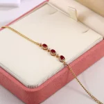 Ruby Triad Bracelet | 18K Yellow Gold Lab Ruby & Lab Diamond Floral Links​