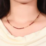 Crimson Fire-Weave Necklace | 18K Yellow Gold Bamboo Link Necklace with Natural Ruby Accents