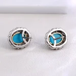 Turquoise Studs Earring | 18K White Gold Earrings with Lab Diamond & Turquoise Gem