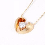 Round Cut Lab Diamond Pendant Necklace Modern Split Heart Style