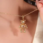 Golden Bear Pendant | 18K Yellow Gold Bear Pendant with Ruby Heart & Handcrafted Detailing