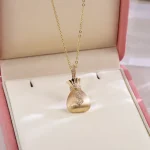 Lab Diamond Fortune Pendant | 18K Gold Money Bag Necklace with $ symbol(Pendant Only)