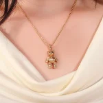 Golden Bear Pendant | 18K Yellow Gold Bear Pendant with Ruby Heart & Handcrafted Detailing