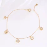 Round Cut Diamond Bracelet Celestial Star Moon Charm Style