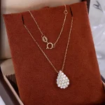 Round Cut Lab Diamond Pendant Necklace Teardrop Cluster Style