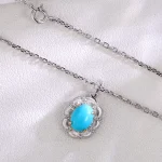 Turquoise and Lab Diamond Pendant | 18K White Gold Lab Diamond Accents (Pendant Only)​