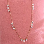 15-Stone Lab Diamond Choker | 18K Gold Lab Diamond Necklace with Uniform Round-Cut Alignment
