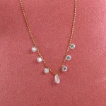 18K Gold Lab Diamond Choker | 7-Stone Lab Diamond Necklace with Pear-cut Center​