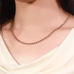 Beaded Elegance Necklace | 18K Yellow Gold Two-Strand Beaded Chain with Contrasting Accents