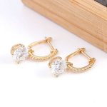 Glamorous Yellow Gold Round Cut Moissanite Drop Earrings