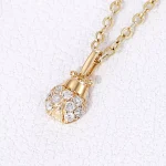 Round Cut Diamond Pendant Necklace Paved Ladybug Charm Style