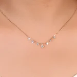 18K Gold Lab Diamond Choker | 7-Stone Lab Diamond Necklace with Pear-cut Center​