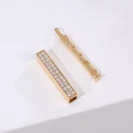 Round Cut Lab Diamond Pendant Necklace Retractable Fortune Bar Style