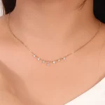 18K Gold Lab Diamond Choker | 7-Stone Lab Diamond Necklace with Pear-cut Center​
