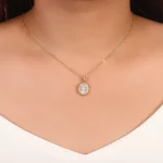 1.2ct Lab Diamond Pendant | 18K Gold Halo Accent Necklace (Pendant Only)​