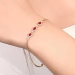 Ruby Triad Bracelet | 18K Yellow Gold Lab Ruby & Lab Diamond Floral Links​