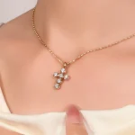 Divine Light Cross Pendant | 18K Yellow Gold Cross Pendant with Lab Diamonds（pendant only）