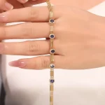 Lab Diamond and Sapphire Bracelet | 18K Yellow Gold with Oval Sapphires & Adjustable Clasp​