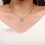 Turquoise and Lab Diamond Pendant | 18K White Gold Lab Diamond Accents (Pendant Only)​