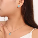 Turquoise Studs Earring | 18K White Gold Earrings with Lab Diamond & Turquoise Gem