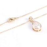 14K Gold Pear-Shaped Moissanite Bezel Pendant Necklace