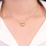 Round Cut Lab Diamond Pendant Necklace Modern Split Heart Style