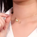 Round Cut Lab Diamond Pendant Necklace Modern Split Heart Style