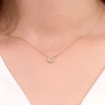 Round Cut Diamond Pendant Necklace Lucky Horseshoe Motif