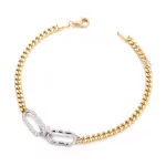 Two-Tone Curb Chain Bracelet with Pavé Lab Diamond Links