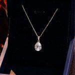 14K Gold Pear-Shaped Moissanite Bezel Pendant Necklace