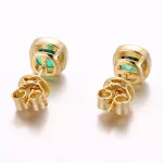 Minimalist Cushion Cut Lab Emerald Bezel Stud Earrings