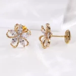Floral Marquise Cut Moissanite Stud Earrings with Openwork Details
