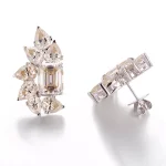 Emerald and Pear Cut Moissanite Cluster Stud Earrings with Modern Design