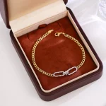 Two-Tone Curb Chain Bracelet with Pavé Lab Diamond Links