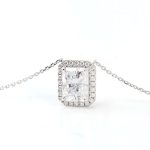 *3CT Radiant Moissanite Pendant Necklace with Halo Setting - Image 5