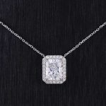 *3CT Radiant Moissanite Pendant Necklace with Halo Setting - Image 6