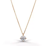 Aureate Solitaire Pendant | 1ct Round Lab Diamond Pendant in 18K Yellow Gold Four-Prong Setting​