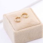 Gold Round Huggie Hoop Earrings