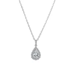 ​Celestial Pear Diamond Pendant | 18K White Gold Pear Lab Diamond & Stardust Halo​（pendant only）