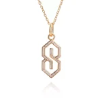 Geometric S Shaped Pendant Necklace Featuring Tapered Baguette Cut Moissanite Accents