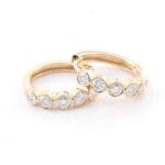 Golden Radiance Hoop Earrings - 14K Yellow Gold, Moissanite Circle of Light