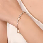 Dual-Tone Radiance Bracelet | 18K Bracelet with Alternating 3.3ctw Round-Cut Lab Diamond