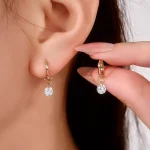 Oval Glow Drop Earrings | Oval-Cut Lab Diamond in 18K Yellow Gold with Minimalist Circle Design