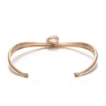 Modern Sculptural Pear Cut Moissanite Solitaire Open Cuff Bangle Bracelet