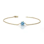 Classic Round Cut Blue Moissanite Bracelet with Elegant Minimalist Chain