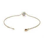 Classic Round Cut Blue Moissanite Bracelet with Elegant Minimalist Chain