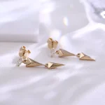 Modern Geometric Spike Drop Earrings with Marquise Moissanite Accents