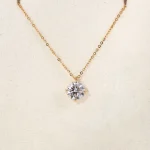Aureate Solitaire Pendant | 1ct Round Lab Diamond Pendant in 18K Yellow Gold Four-Prong Setting​