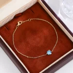 Classic Round Cut Blue Moissanite Bracelet with Elegant Minimalist Chain