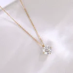 Aureate Solitaire Pendant | 1ct Round Lab Diamond Pendant in 18K Yellow Gold Four-Prong Setting​